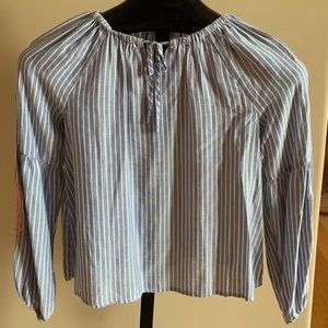 Cute striped top with pretty embroidered sleeves